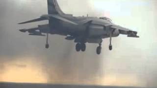 Vertical takeoffVTOL of Harrier jet from carrier [upl. by Namlaz171]