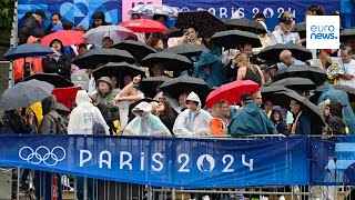 Paris 2024 Olympics opening ceremony People watching in fan zones in Paris [upl. by Cthrine]