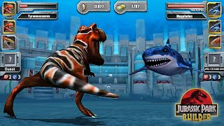 King Rexy Vs Megalodon  A Deep Sea Showdown  Jurassic Park Builder [upl. by Zuliram797]