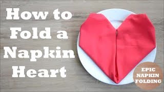 How to Fold a Heart Napkin  1 minute tutorial  Episode 8 [upl. by Schrader]