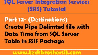 SSIS Tutorial Part 12Create Pipe Delimted file with Date Time from SQL Server Table in SSIS Package [upl. by Leinnad]