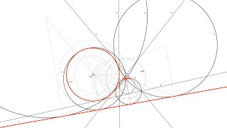 Circunferencias tangentes a otra y a 1 recta pasando por 1 punto exterior Apolonio CRP Inversión [upl. by Llenra]