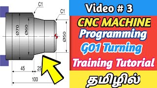 CNC Machine G01 step turning part programming tutorial  Video 3 [upl. by Teiluj]