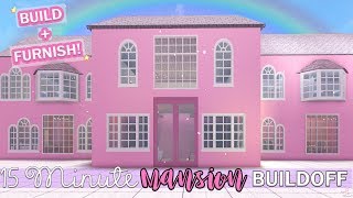 15 MINUTE BLOXBURG MANSION BUILDOFF CAN WE BUILD amp FURNISH A MANSION IN 15 MINUTES [upl. by Jazmin199]