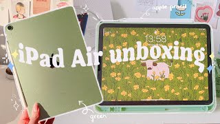 iPad Air 4 green 2021 unboxing🍎 64 gb  Apple Pencil  accessories 📦 aesthetic amp ASMR [upl. by Gruber]