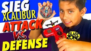 Beyblade Burst Battle Sieg Xcalibur Attack vs Defense Best Beyblades tournament New God Beyblade [upl. by Spalla]