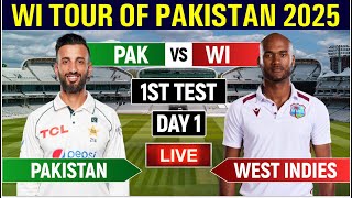 🔴Pakistan vs West Indies 1st Test Day 1 Live  PAK vs WI Live Score amp Commentary [upl. by Siuqram]