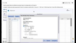 Chapter 7 proportion interval Statcrunch [upl. by Brandise390]