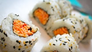 How To Make A Spicy Crab Sushi Roll [upl. by Kiryt239]