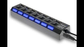 Review 7Port High Speed USB 20 Hub W Individual Power Switches and LEDs [upl. by Llerdnad]