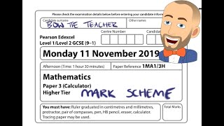 November 2019 Paper 3H Edexcel GCSE Maths revision [upl. by Aicertal]