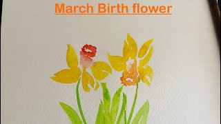 Easy watercolour floral March Birth flower Daffodils🌼🌼🌼 easyfloralwatercolor marchbirthflower [upl. by Paten]