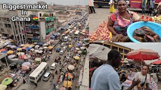 The BIGGEST MARKET in Accra Ghana  Makola street tour  West Africa [upl. by Gillette]