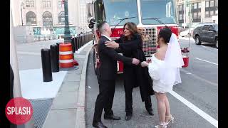 Mariska Hargitay Photobombs A Real Fireman And His Wife Marriage Photoshoot In NY  14 Mar 2024 [upl. by Aydni802]