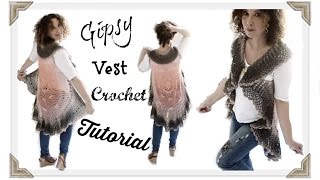 Crochet Gipsy Vest adult Tutorial [upl. by Ingar20]