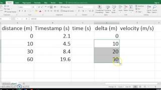 Using Excel to Calculate Velocity [upl. by Enyrhtac]