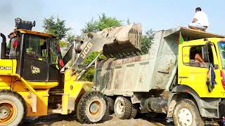 JCB 432ZX PLUS Backhoe Machine Loading Sand into Dump TrucksNew Video [upl. by Ades]