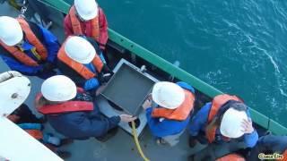 UCC Geography students GG3007 taking Day grab sample onboard RV Celtic Voyager [upl. by Maillij893]