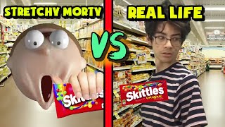 Skittles MEME Stretchy Morty VS Real Life [upl. by Edorej453]