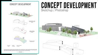 Concept Diagram Architecture in Sketchup Photoshop [upl. by Willamina149]