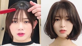 10 Beautiful Korean Bang Cutting 😍 How to Cut Bangs  Hair Beauty [upl. by Eramal]