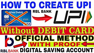 How to Create UPI in RBL Bank digital account without Debit card Create UPI pin without debit card [upl. by Refennej]