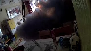 Escooter explodes while charging inside apartment in China [upl. by Friedlander610]