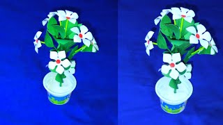 কাগজের নয়নতারা ফুল গাছ বানানোHow To Make Paper TreeHow To Make Paper Tree For School Project Easy [upl. by Past]