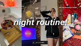 my PRODUCTIVE night routine🕯️self care shopping skincare routine cozy night in  new book recs [upl. by Nosahc]