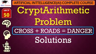 L50 CryptArithmetic Problem in Artificial Intelligence  CROSS  ROADS  DANGER Solution [upl. by Oiluig]