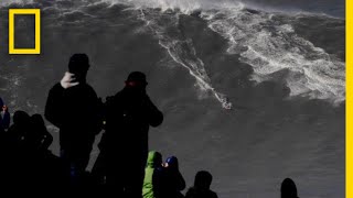 Watch Surfer Ride RecordBreaking Wave  National Geographic [upl. by Starobin]