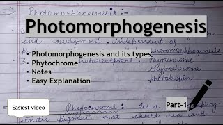 PhotomorphogenesisPhytochromeChromoproteinTypesNotesEasy explanation [upl. by Izogn858]