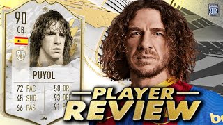 90 SBC MID ICON PUYOL PLAYER REVIEW FIFA 22 ULTIMATE TEAM [upl. by Eicak]