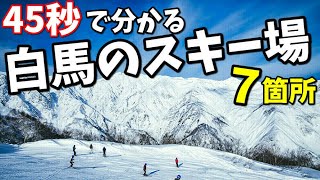 【スキー場紹介】行くべき白馬のスキー場が４５秒で分かる様、簡単にまとめました [upl. by Leidba]