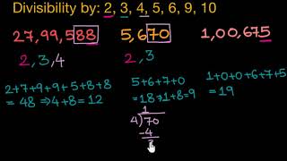 Divisibility tests for 2 3 4 5 6 9 10 Hindi [upl. by Berget]