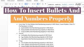 How To Use Bullets And Numbering properly In MS Word  Insert Bullets  How To Put Numbers In Word [upl. by Desdamona]