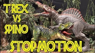 TREX vs SPINOSAURUS  Stop Motion  Jurassic Repaints JP [upl. by Tnomyar]