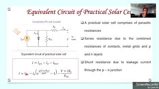 33 Solar cell  Equivalent circuit amp characteristics [upl. by Chere]