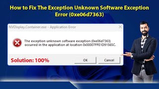 Fix “The exception unknown software exception” Error  Solve exception error 0xe06d7363  0xe06d7363 [upl. by Lehmann]