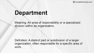 Department Meaning [upl. by Pirnot365]