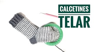 Cómo tejer calcetines a rayas con telar Tutorial DIY VERSIÓN MEJORADA [upl. by Coriss]