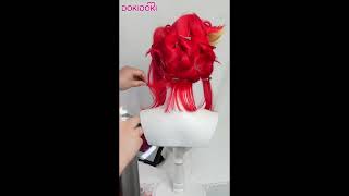 Wig Tutorial 【Pre Crimped 】DokiDoki Anime Hell Hotel Cosplay Wig Short Curly Red Yellow Hair [upl. by Ayikat937]