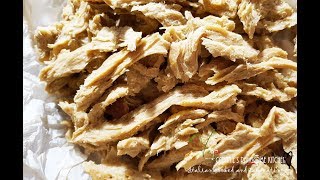 VEGAN SHREDDED CHICKON RECIPE SEITAN AND CHICKPEAS  PRESSURE COOKER  Connies RAWsome kitchen [upl. by Ateinotna]