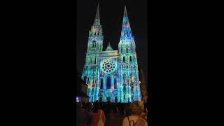 Best Light Show at Chartres Cathedral France Cathédrale NotreDame de Chartres [upl. by Aerdnaxela]