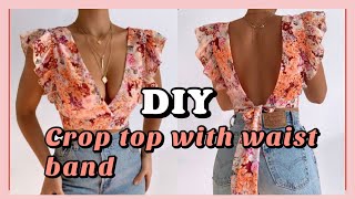 Diy crop top  floral top  diy clothes [upl. by Robi]