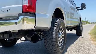 2019 67 Powerstroke 5 inch FloPro straight pipe [upl. by Airdnaxela]