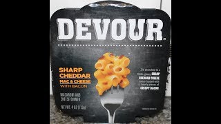 Devour Sharp Cheddar Mac amp Cheese with Bacon Macaroni and Cheese Dinner Review [upl. by Ocirederf640]