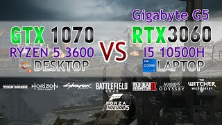 GTX 1070 Desktop Vs RTX 3060 Laptop I5 10500h  Test In 8 Games [upl. by Ednarb]