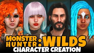 Monster Hunter Wilds Character Creation Male Female amp Palico Full Customization All Options [upl. by Thorvald]