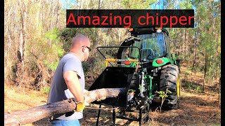 58 Woodmaxx WM8M is an amazing tractor pto chipper [upl. by Yelrebmik]